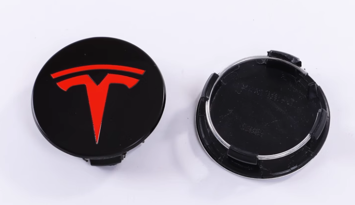Ensemble de 4 enjoliveurs pour Tesla 56 mm Noir - Rouge