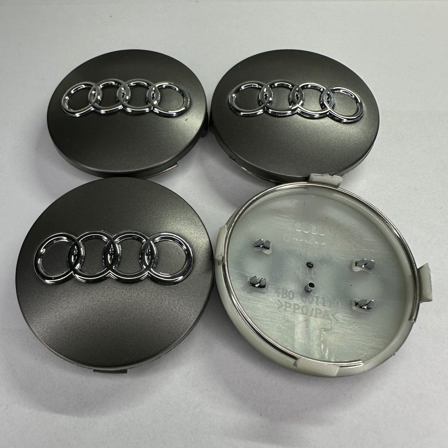 4x Audi kompatible Nabendeckel 60mm Matt Grau