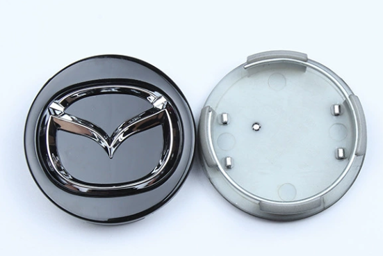 4x Nabendeckel 56mm kompatibel für Mazda Grau Long Pin