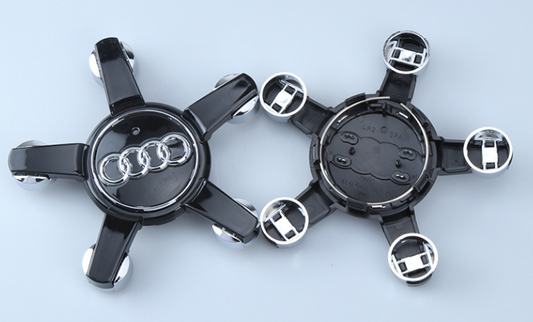 Jeu d'enjoliveurs noirs pour Audi 155 mm – Design à 5 branches | 4 enjoliveurs