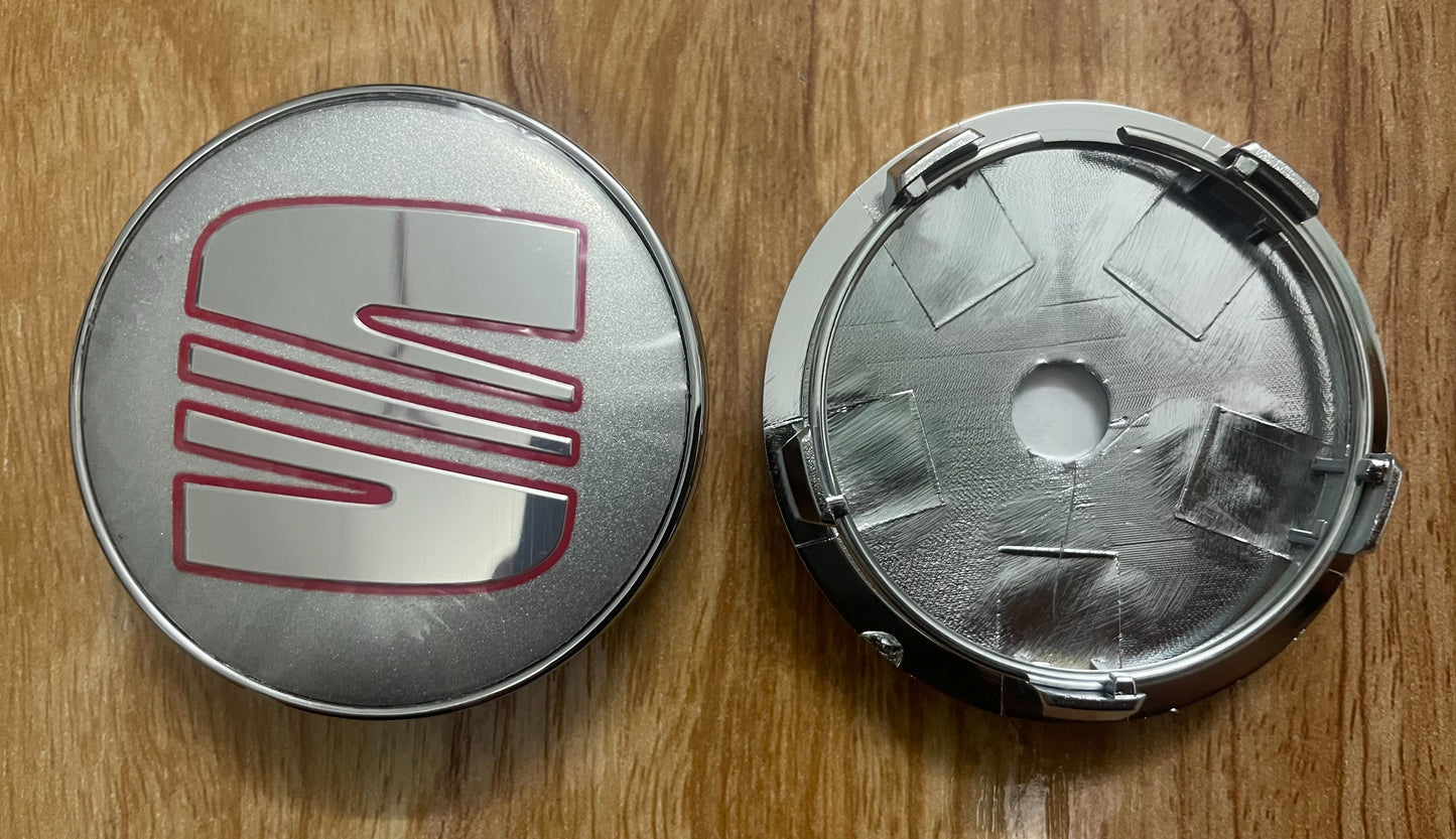 4x Nabendeckel 60mm kompatibel für Seat Grau Rot
