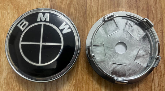 4x 60mm Nabendeckel für BMW – Full Black Design