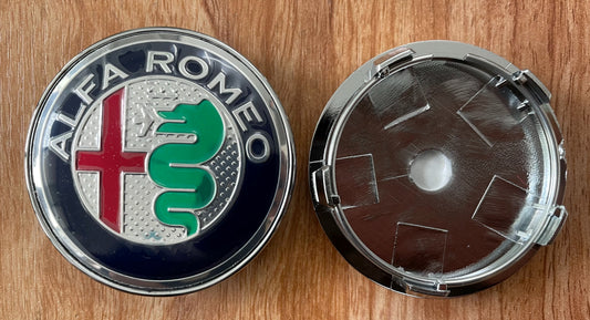 4x 60mm Nabendeckel für Alfa Romeo Felgen