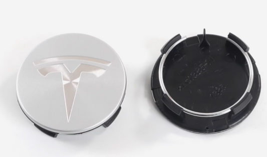 Ensemble de 4 enjoliveurs argentés pour Tesla 56 mm