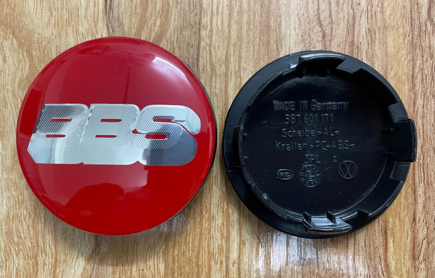 65mm hubcaps for BBS rims – Red/Silver