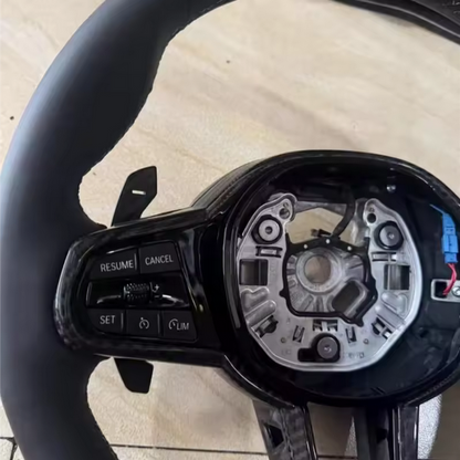 Volant sport pour BMW – carbone et cuir, bleu, repère à 12 heures