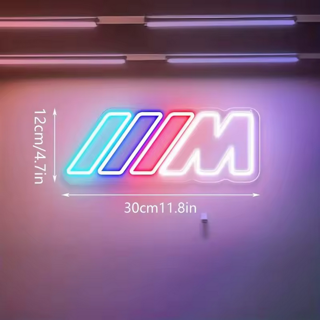 Enseigne lumineuse 3D LED avec logo M, décoration murale 12 W