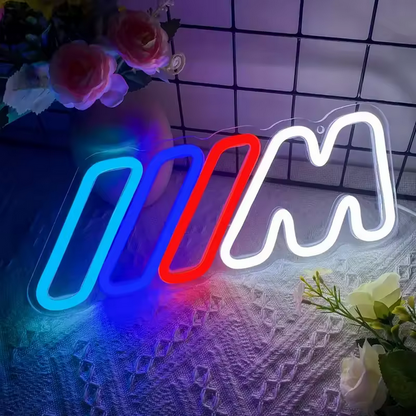 Enseigne lumineuse 3D LED avec logo M, décoration murale 12 W