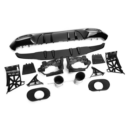 Diffuseur arrière noir brillant avec sortie d'échappement style AMG pour Mercedes-Benz CLA W177 / C117 A35