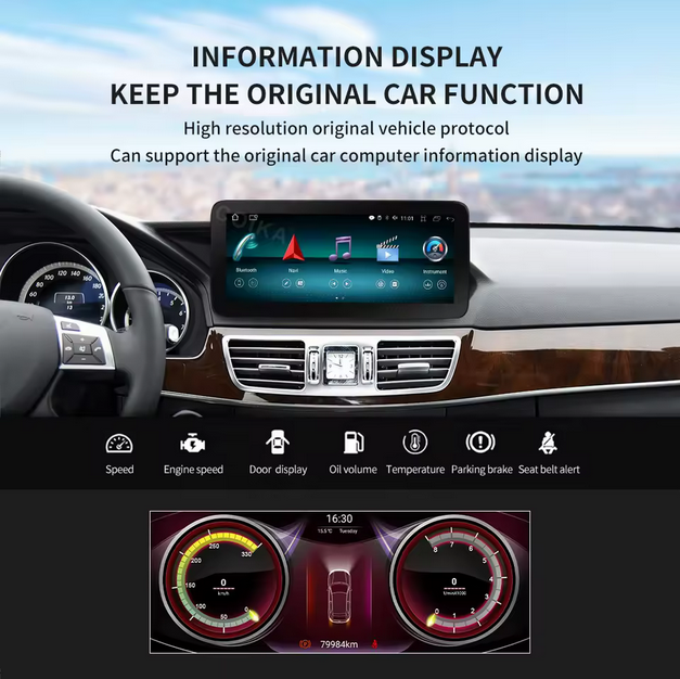 Autoradio Android avec navigation pour Mercedes-Benz Classe E W212 (2009-2016), Android 12, système multimédia 8 cœurs