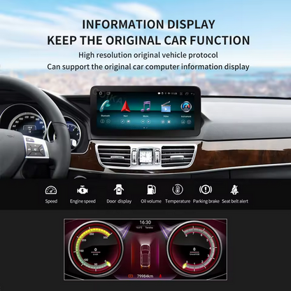 Autoradio Android avec navigation pour Mercedes-Benz Classe E W212 (2009-2016), Android 12, système multimédia 8 cœurs