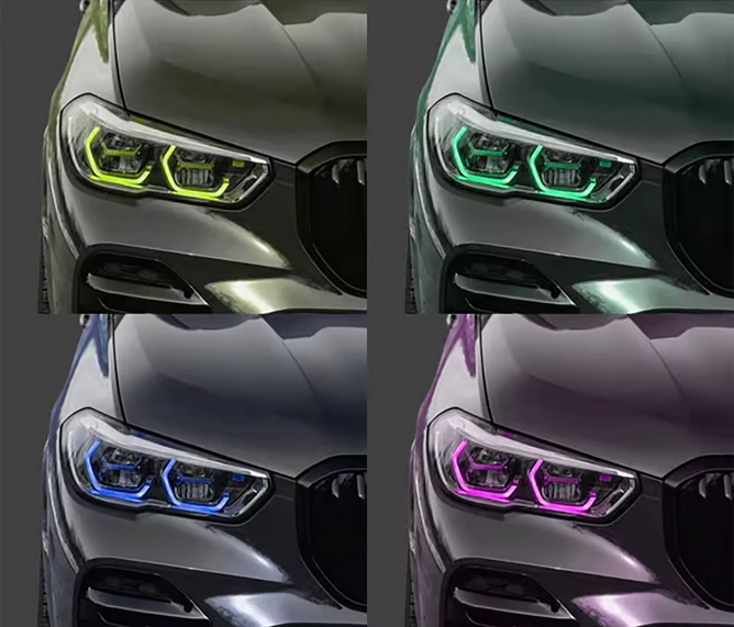 Modules de feux de jour Angel Eyes à changement de couleur RGBW pour BMW X5 G05 / X6 G06 / X5M F95 / X6M F96