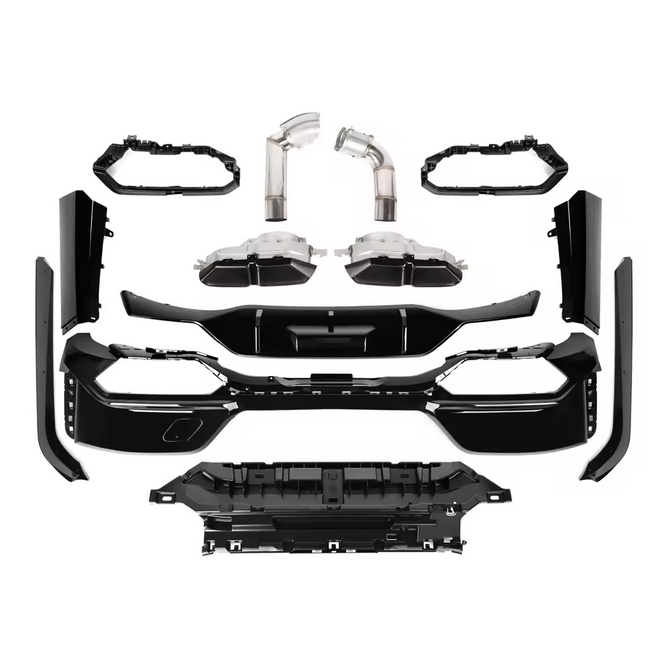 Kit de pare-chocs arrière complet style B, noir brillant, pour BMW Série 7 G70