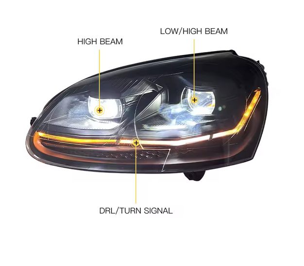 LED headlight accessories for Volkswagen Golf 5 MK5 – Evil Eye GTI style front light upgrade