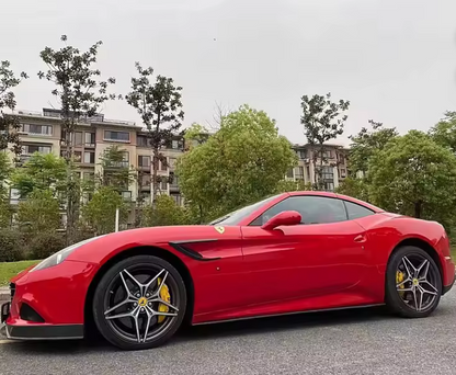 Carbon fiber side skirt extensions for Ferrari California T