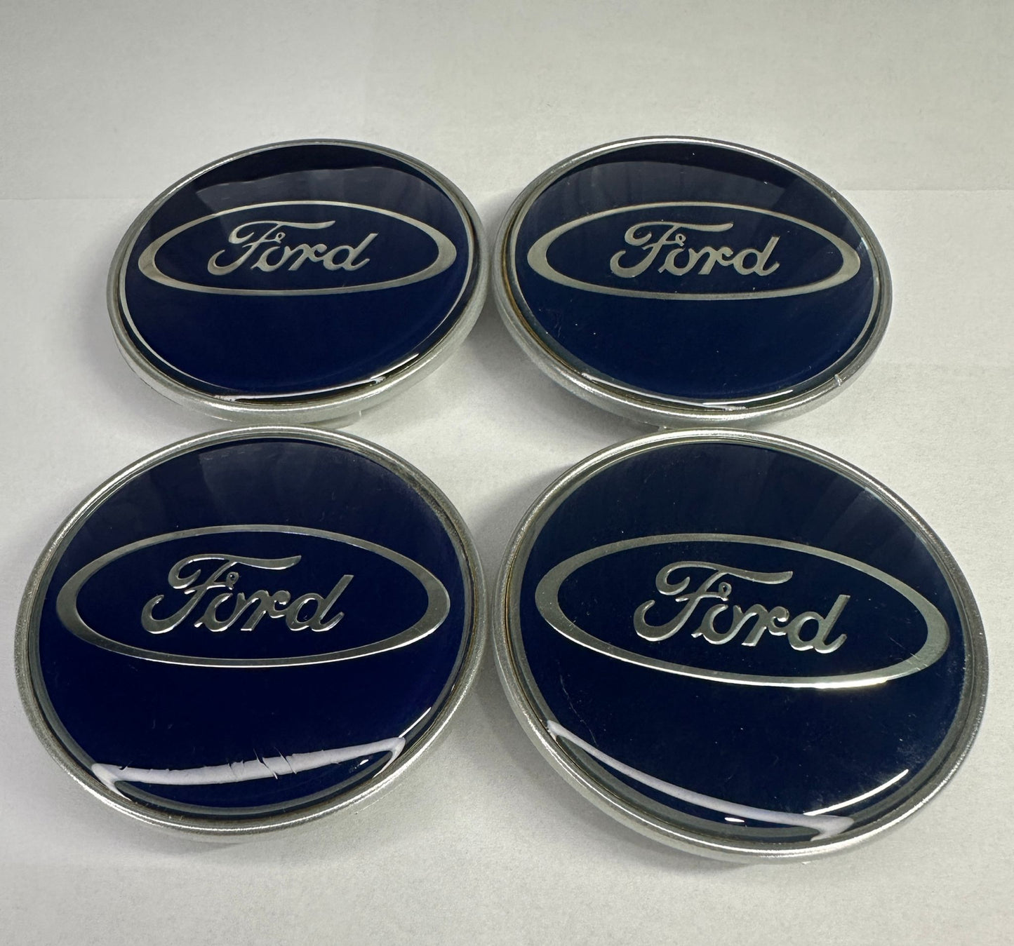 4x Nabendeckel 62mm kompatibel für Ford Blau