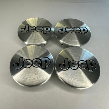 4x Jeep kompatible Nabendeckel 56mm Silber
