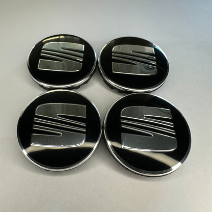 4x SEAT kompatible Nabendeckel 55mm Schwarz
