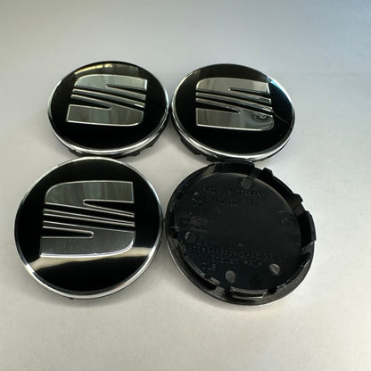 4x SEAT kompatible Nabendeckel 55mm Schwarz
