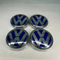 4x VW kompatible Nabendeckel 55mm Blau